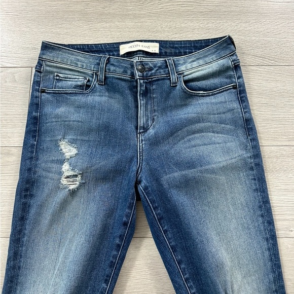 Hidden Jeans Mid Rise Distressed Raw Hem Skinny Jeans - Picture 4 of 14